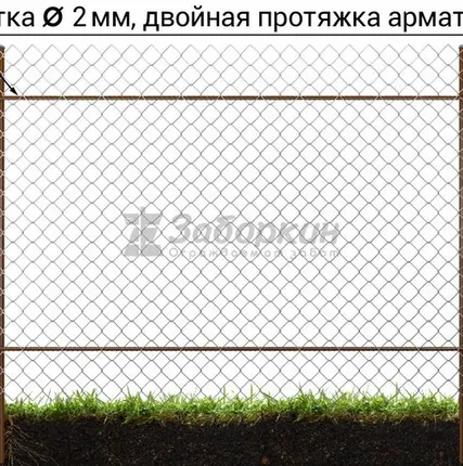Фото №0 Забор из сетки рабицы Премиум (1,7 м)
