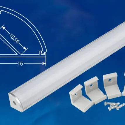 Фото №0 Профиль для ленты UFE-K06 SILVER/FROZEN 200 POLYBAG Угловой алюминиевый профиль с матовым рассеивателем, 200 см. 2 заглушки+4 крепежа в/к.. ТМ Uniel.