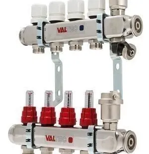 фото Valtec коллекторная группа со встр. расх. в сборе, 1"х3 вых. Евроконус 3/4"