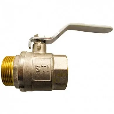 Фото №0 Кран шаровой латунный Ду32 Ру16 муфта-штуцер, ручка "рычаг", STI