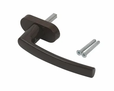 фото Ручка оконная алюминиевая ALFA штифт 37 мм, 2 винта, коричневый, RAL8019