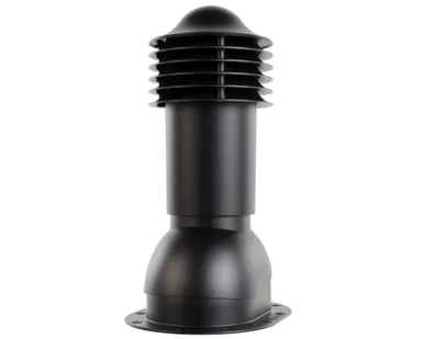 фото Труба вентиляционная Viotto, для готовой мягкой и фальцевой кровли, d-110мм, h-550мм, утепленная, черный (RAL 9005)