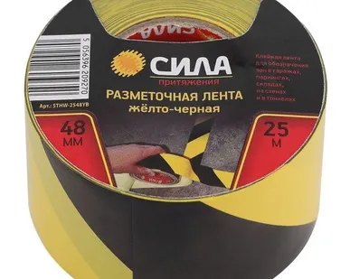фото Лента разметочная STHW-2548YB 25мх48ммх0.15мм жел./черн. СИЛА Б0048520