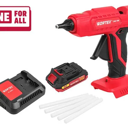 Фото №0 Клеевой пистолет аккумуляторный Wortex CGG 1118/4, 18 В, 1 АКБ х 2 Ач, стержни 11 мм