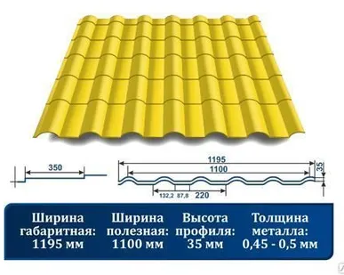 фото МЕТАЛЛОЧЕРЕПИЦА "КРОНА" С 3D РЕЗОМ 1018 желтый