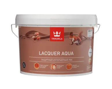 фото Лак интерьерный полуглянцевый Lacquer Aqua (Лак Аква) TIKKURILA 9 л бесцветный (база EP)