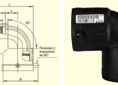 фото Отвод ПНД 90 град электросварной ПЭ 100 SDR 11/17 Ду 225мм