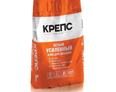 фото Клей КРЕПС Усиленный, белый для мрамора, камня, керамогранита, мозаики (С2 Т) 5 кг