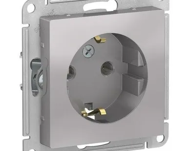фото Розетка SE ATLAS 1 местная, б/р, с/з, алюм.