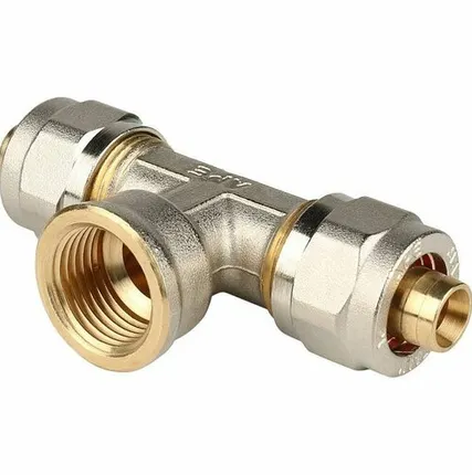 Фото №0 Тройник-переходник STOUT с внутренней резьбой 1/2 х16 для металлопластиковых труб винтовой