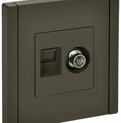 Фото №0 FORTE&PIANO Розетка двойная TV+RJ45 кат.5E FP336 серый IEK