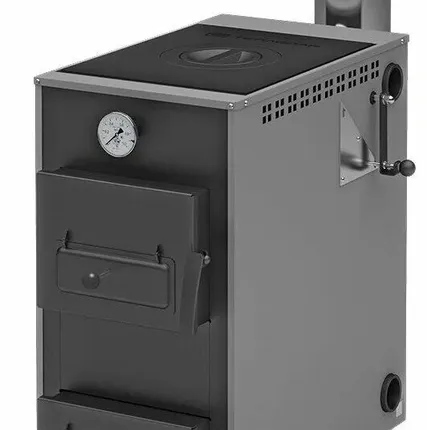 Фото №0 Котел твердотопливныйТеплодар Куппер Практик-10 В, 10 кВт, одноконтурный, с шибером и термометром