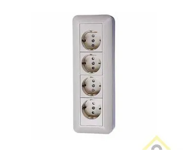 фото Розетка 4-м ОП Прима с заземл. бел. SchE RA16-411М-В