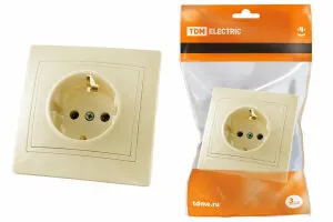 фото Розетка с заземлением 16А слоновая кость "Таймыр"