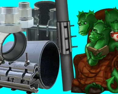 фото Сансфера. Хомуты ремонтные. муфты зажимные