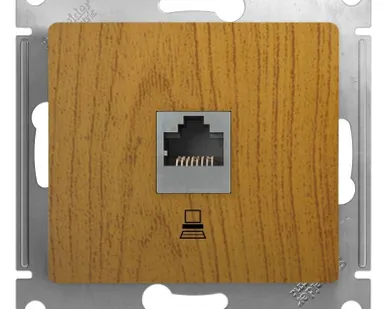 фото Механизм розетки комп. 1-м СП Glossa RJ45 дер. дуб SchE GSL000581K