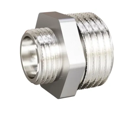 Фото №0 Ниппель переходной LD Pride DN20х15 (3/4"НР х 1/2"НР) латунь никель