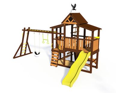 фото ИГРОВОЙ КОМПЛЕКС детский ДТ-16 с качелями из термодерева (6,20*3,90*3,50 )