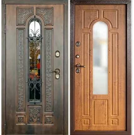 Фото №0 Входная дверь Термо Лацио стеклопакет ковка Golden Oak патина-Golden Oak