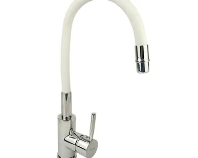 фото Смеситель для кухни GrossAqua Colorflex, с гибким изливом, белый (3241508W)