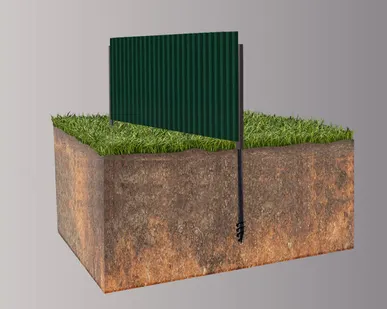 фото Забор из профнастила 0,5 мм на винтовых сваях "Шурупы"