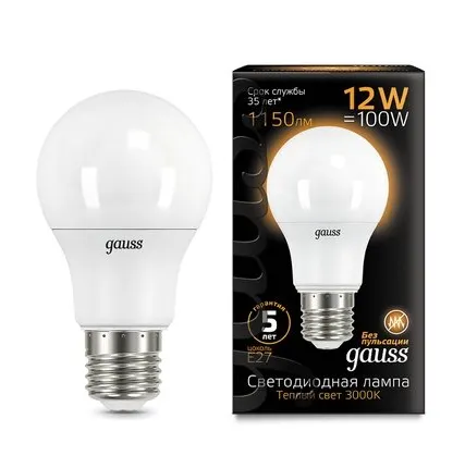 Фото №0 Светодиодная лампа Gauss A60 12W 1150Lm 3000K E27 102502112