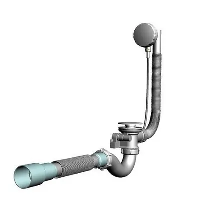 Фото №0 V322-18PS Сифон для ванны с переливом и полуавтоматом с гт 40х40/50