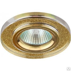 фото Светильник ЭРА DK7 GD/SHGD декор стекло круглое MR16, 12V, 50W, GU5.3 сереб