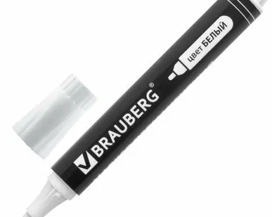 фото Маркер перм. (BRAUBERG) "W5", БЕЛЫЙ, круглый наконечник 5 мм, 151506