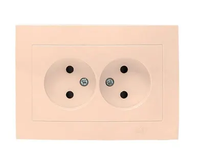фото Розетка 2-м СП Валенсия 10А IP20 без заземл. защ. шторки крем. PROxima EKF EWR10-102-20
