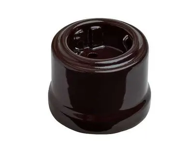 фото Розетка 1-м ОП Лизетта 16А IP20 ретро с заземл. керамика корич. Bironi B1-101-02