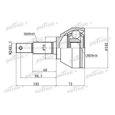 Фото №0 Patron ШРУС наружный Koleos Patron PCV1698