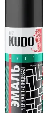 Фото №0 эмаль! универсальная, черная глянцевая, аэрозоль 520 мл\ KU-1002 KUDO