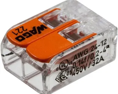 фото Клемма 2х(0,14-4кв.мм) компактная WAGO 221-412