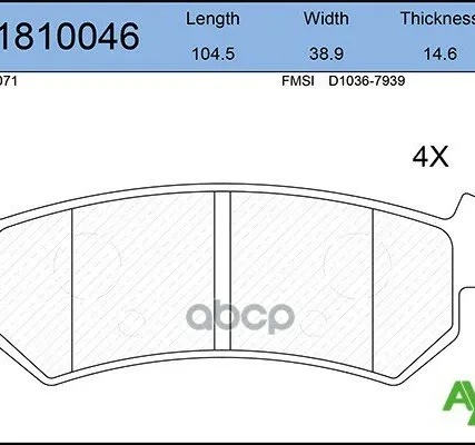 Фото №0 Колодка Тормозная 1048.00 Aywiparts Aw1810046 Задние AYWIparts арт. AW1810046