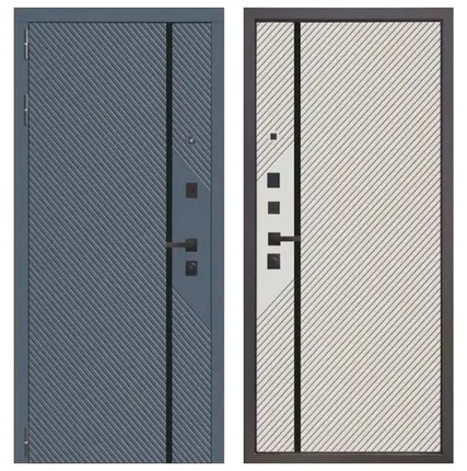 Фото №0 Дверь входная Модерн (Ferroni) МДФ/МДФ, Черный муар, Графит/Ясень серый эмаль 2050х860мм, ЛЕВАЯ