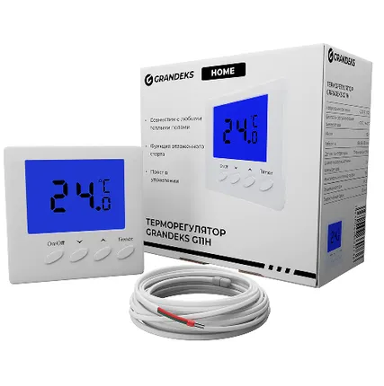 Фото №0 Терморегулятор электронный непрограм.G11Н с датчиком пола,ЖК-экран, пределы регулирования температур GRANDEKS