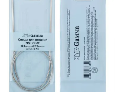 фото Спицы круговые MKN сталь (d 2.75 мм)/100 см, с металл. леской, Gamma