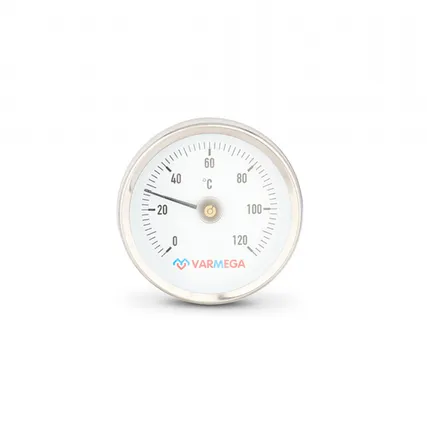 Фото №0 Термометр биметаллический Varmega накладной с пружиной, Ø корпуса=63 мм, t=0...120°С