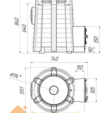 Фото №3 Печь ДобросталЬ Екатерина Великая стоун со стеклом (черная)