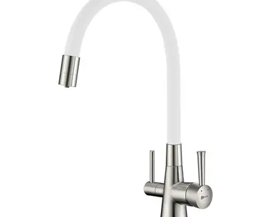 фото Смеситель Lemark Comfort LM3075BN-White для кухни с гибким изливом, с подключением к фильтру с питьевой водой