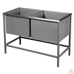 Фото №0 Ванна моечная двухсекционная емкость нерж., глуб.325мм, каркас окрашен.