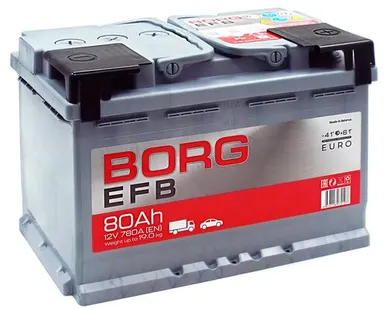 фото Аккумулятор BORG EFB 80 Ач о.п.