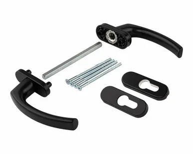 фото Гарнитур балконный Internika Tolstoy алюминиевый, с овальными накладками, черный матовый RAL9005