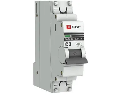 фото Выключатель автоматический модульный 1п C 3А 4.5кА ВА 47-63 PROxima EKF mcb4763-1-03C-pro