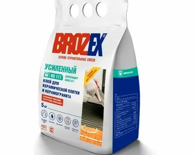 фото Клей для керамической плитки и керамогранита BROZEX KS-111 УСИЛЕННЫЙ, 5 кг