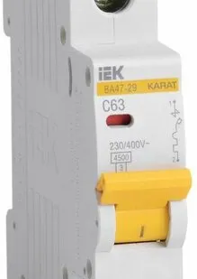 фото Выключатель автоматический модульный 1п C 63А 4.5кА ВА47-29 KARAT IEK MVA20-1-063-C