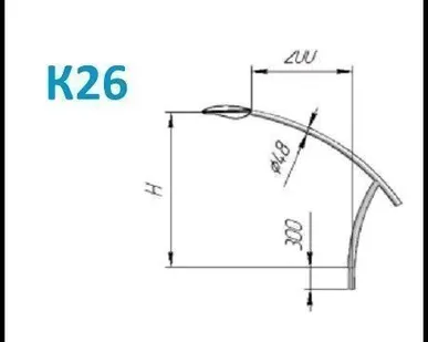 фото Однорожковые односторонние кронштейны к опорам освещения К26-1,5-1,5-1-1