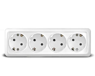 фото Розетка 4-м ОП Олимп с заземл. бел. UNIVersal 1163