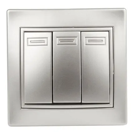 Фото №1 Выключатель 3-кл. СП Plano 10А IP20 1-106-03 250В алюм. Intro Б0030050